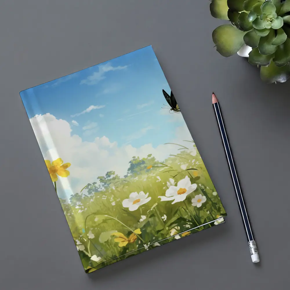 Swallowtail Butterfly Over Sunny Wildflower Meadow – Notebooks