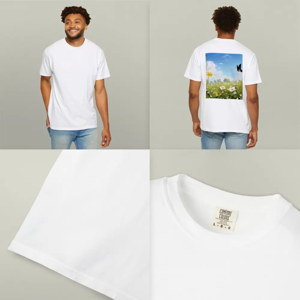 Swallowtail Butterfly Over Sunny Wildflower Meadow – T-Shirts