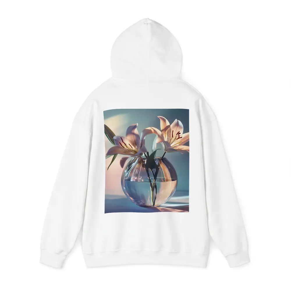 Pink Lilies in Round Glass Vase – Hoodies