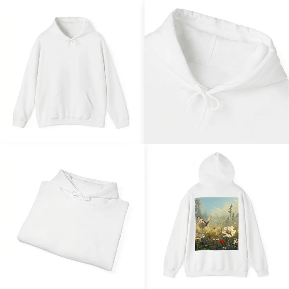 Butterfly Over Daisy Wildflower Meadow Summer – Hoodies