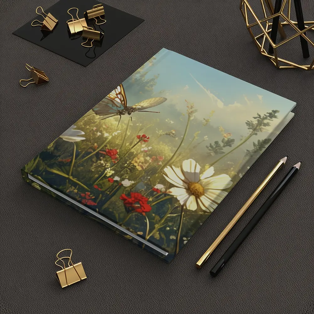 Butterfly Over Daisy Wildflower Meadow Summer – Notebooks