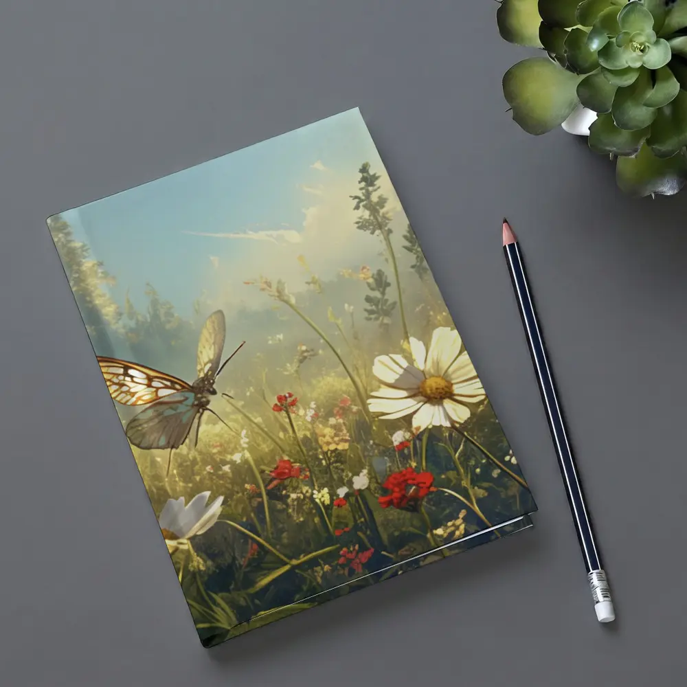 Butterfly Over Daisy Wildflower Meadow Summer – Notebooks