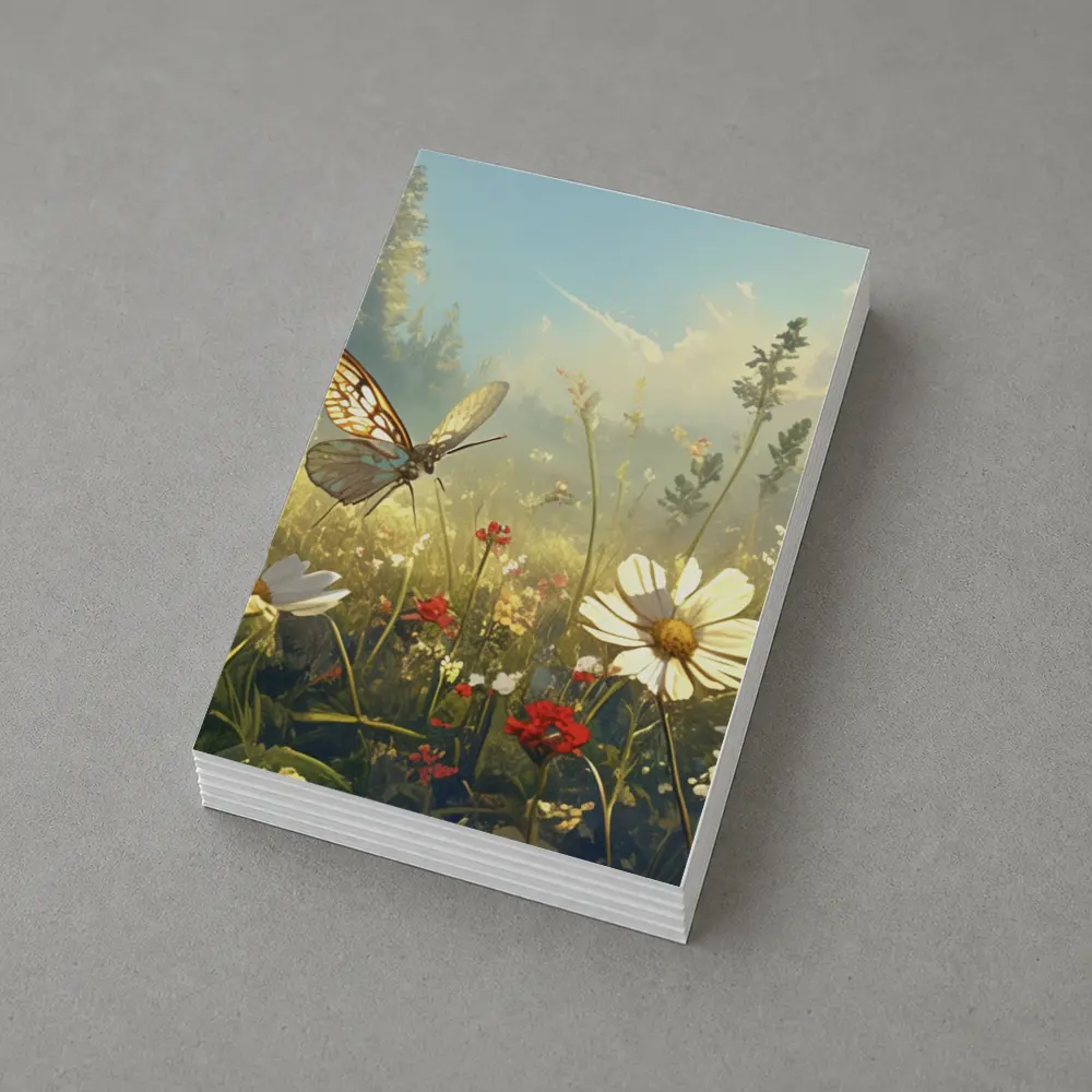 Butterfly Over Daisy Wildflower Meadow Summer – Postcards