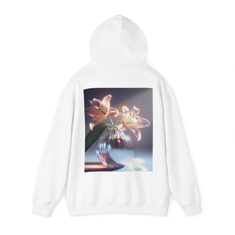Pink Lily Flowers Glass Vase Soft Light – Hoodies