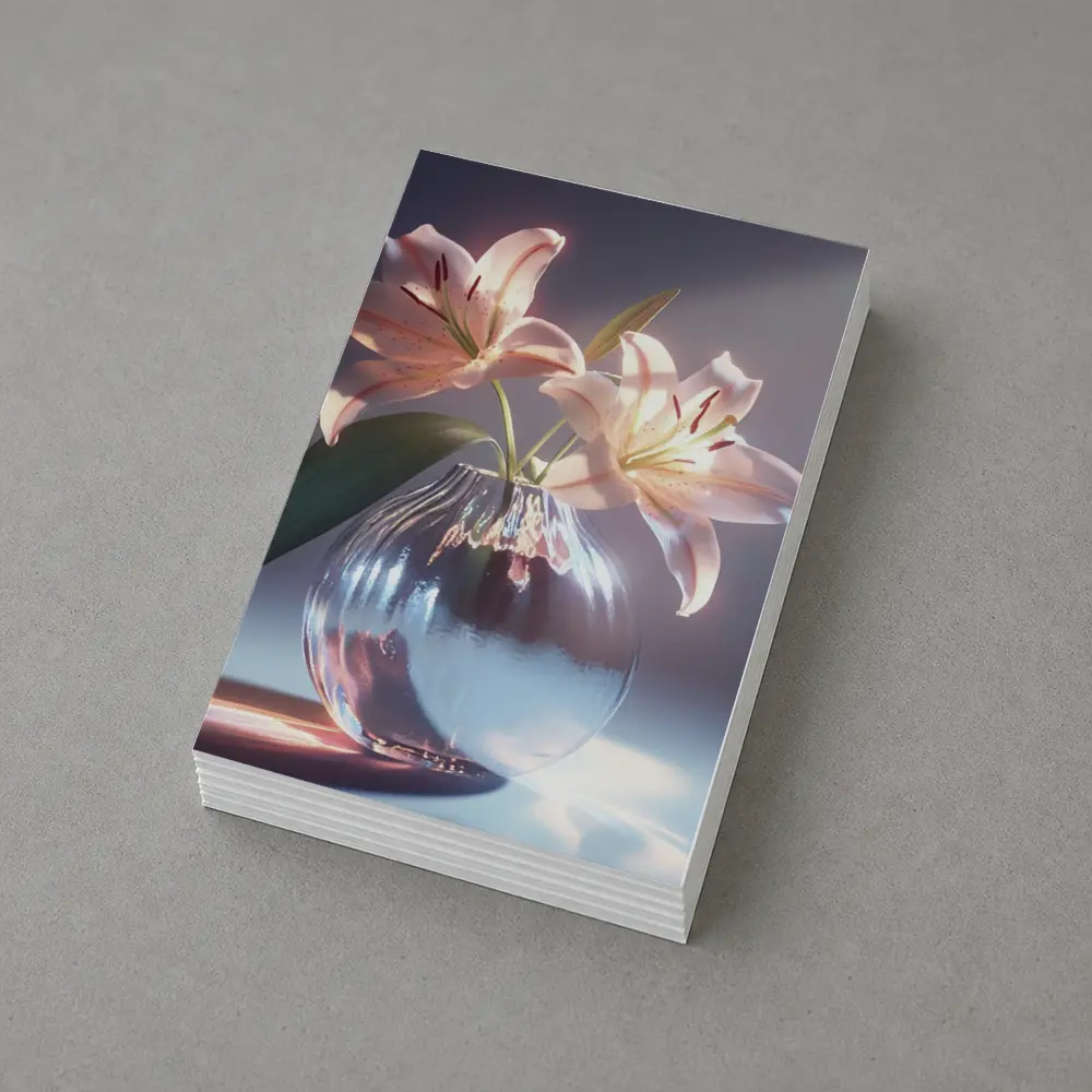 Pink Lily Flowers Glass Vase Soft Light – Postcards