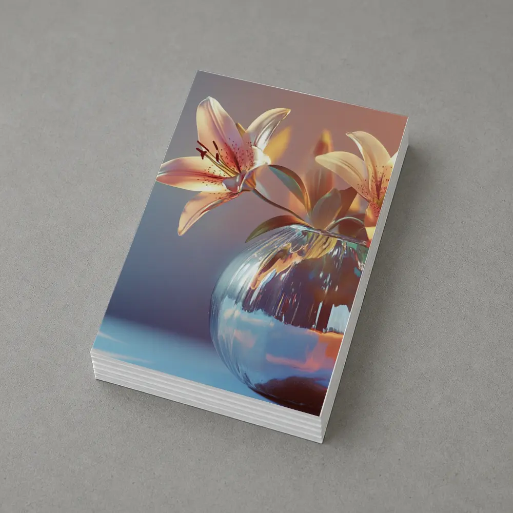 Pink Lilies Glass Vase Soft Light – Postcards