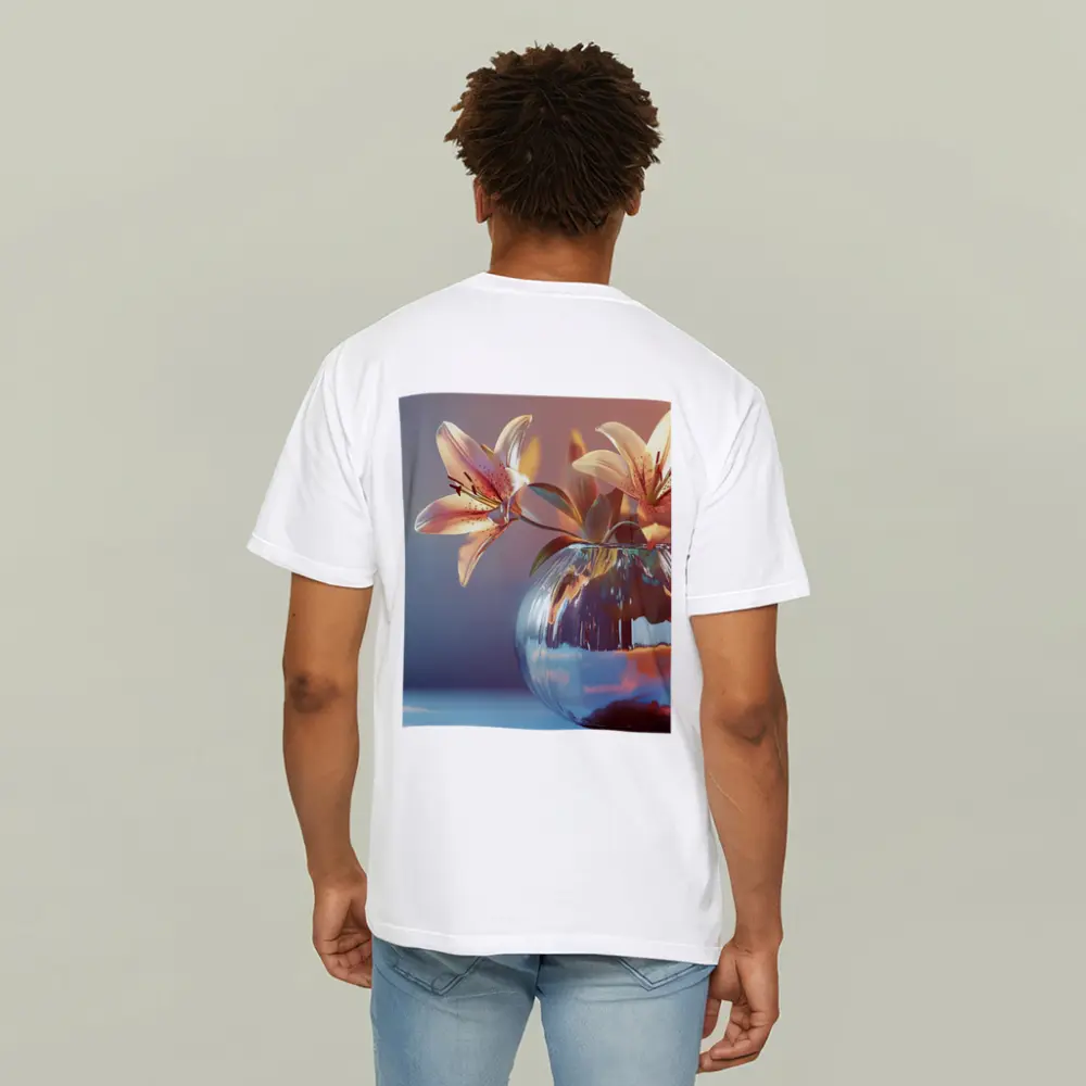 Pink Lilies Glass Vase Soft Light – T-Shirts