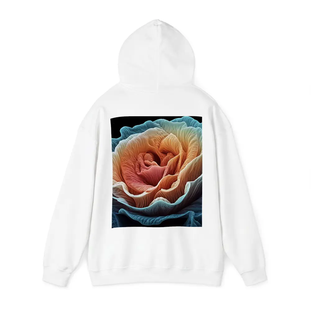 Macro Rose Coral Blue Black Background – Hoodies