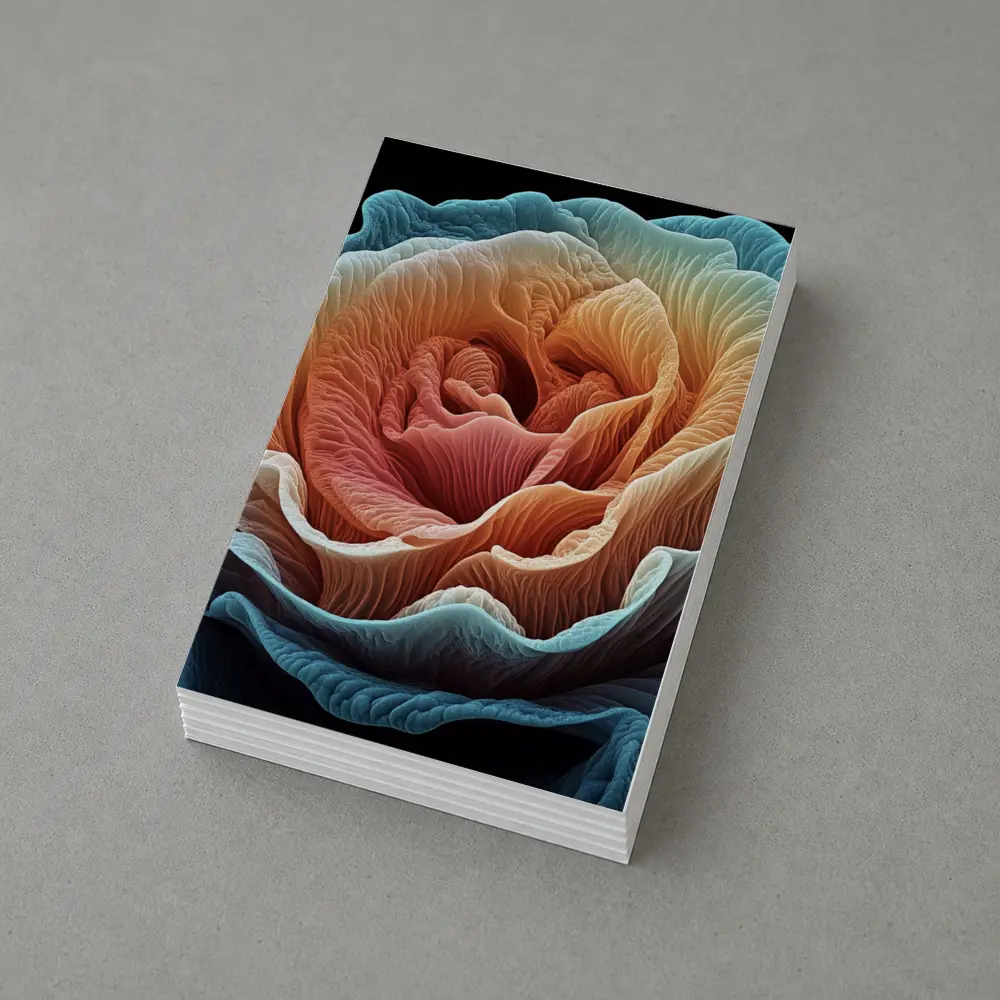 Macro Rose Coral Blue Black Background – Postcards