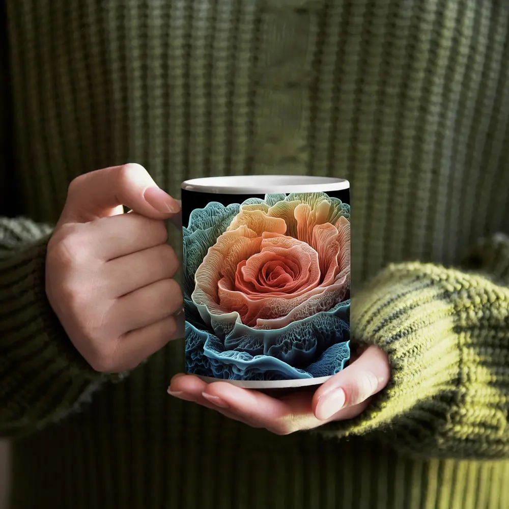 Rose Macro Bloom Black Background Art – Mugs