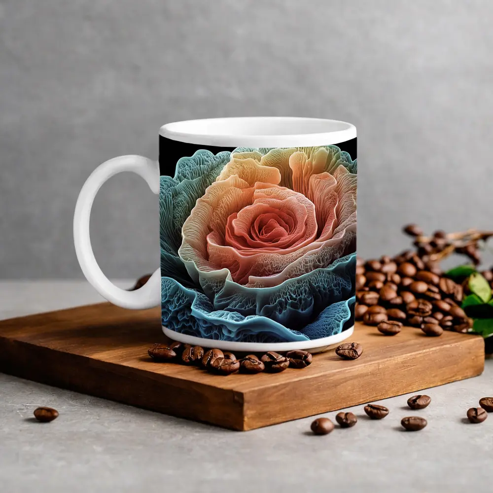 Rose Macro Bloom Black Background Art – Mugs