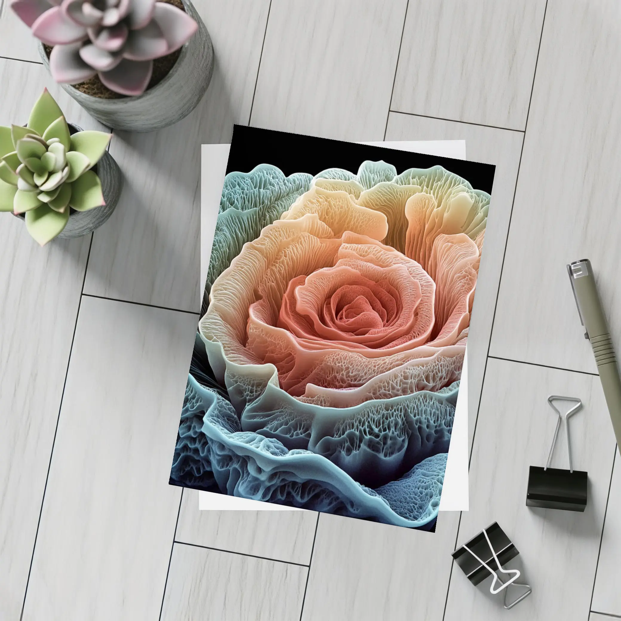 Rose Macro Bloom Black Background Art – Postcards