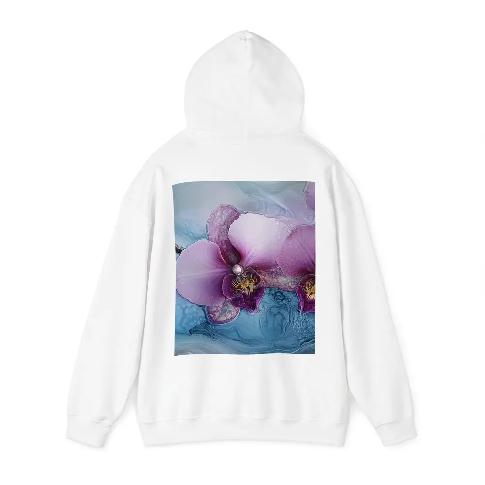 Purple Orchid Flowers Blue Marble Background – Hoodies