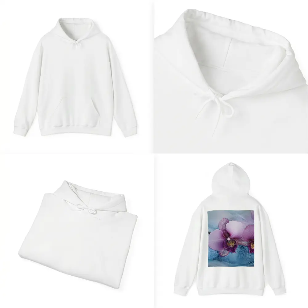 Purple Orchid Flowers Blue Marble Background – Hoodies