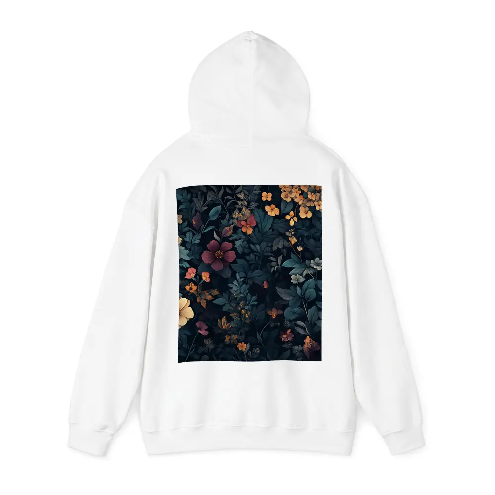 Dark Moody Wildflowers On Deep Navy Background – Hoodies
