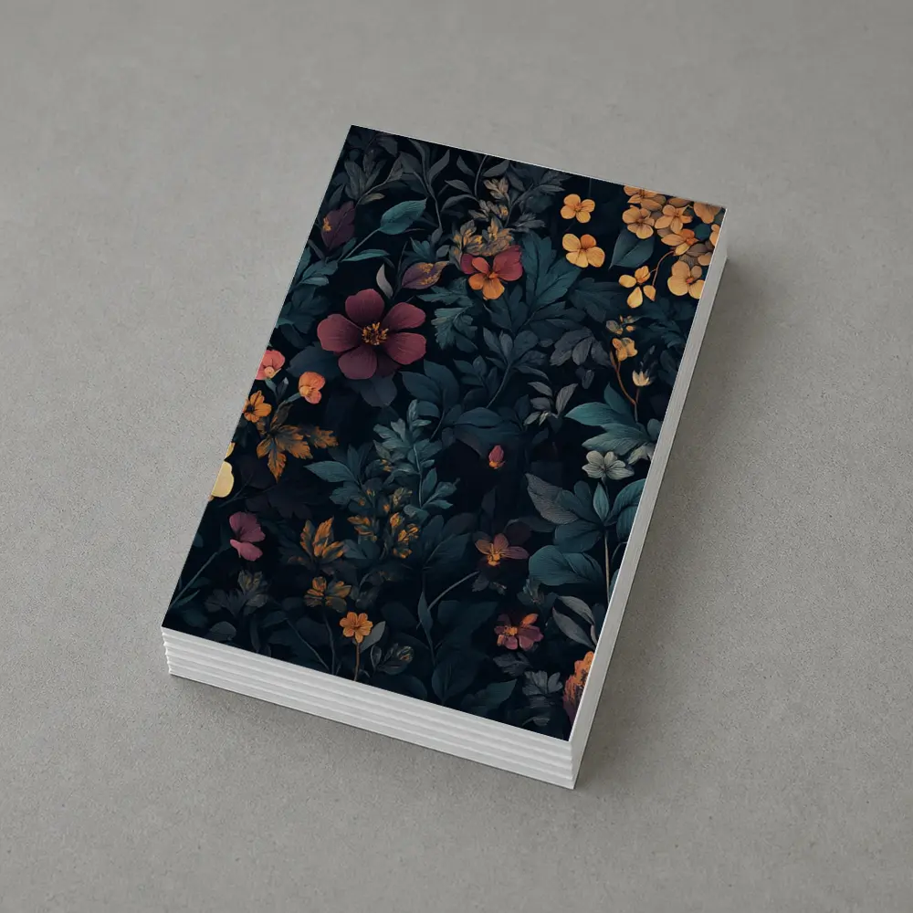 Dark Moody Wildflowers On Deep Navy Background – Postcards