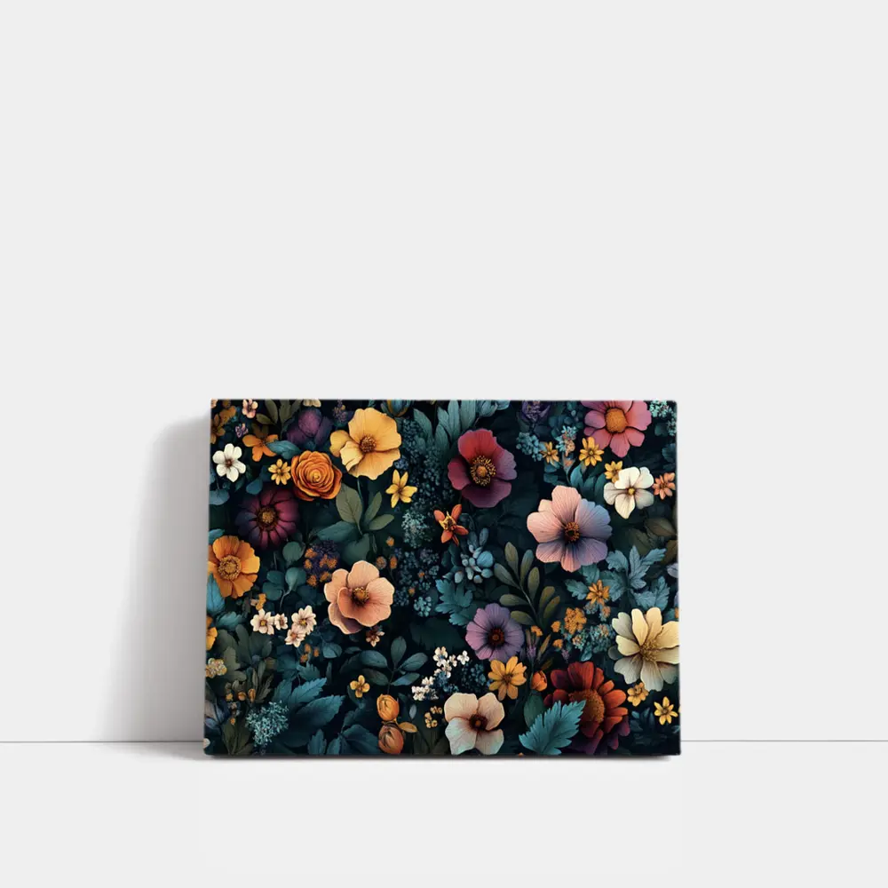 Dark Floral Pattern Mixed Wildflowers Botanical – Wall Art