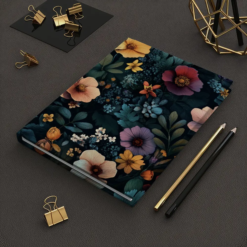 Dark Floral Pattern Mixed Wildflowers Botanical – Notebooks