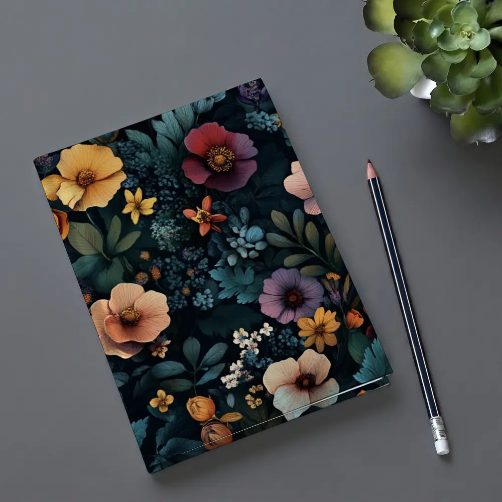 Dark Floral Pattern Mixed Wildflowers Botanical – Notebooks