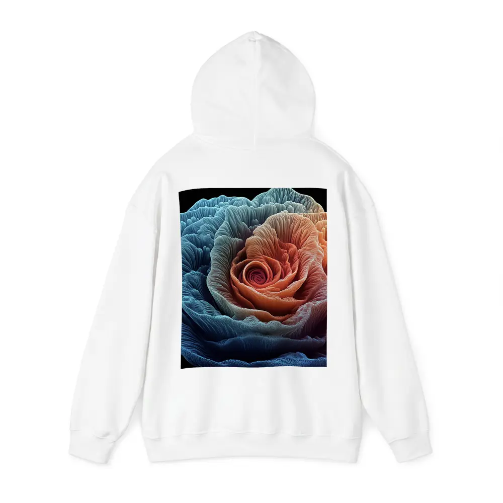 Rose Macro Fractal Blue Coral Black Background – Hoodies