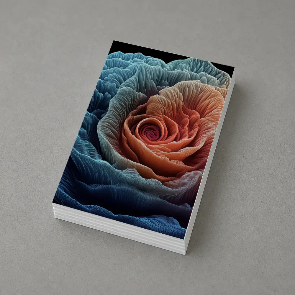 Rose Macro Fractal Blue Coral Black Background – Postcards