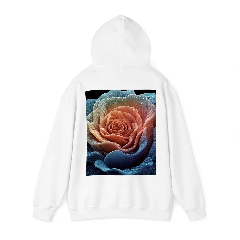 Blue Pink Rose Macro Art Black Background – Hoodies