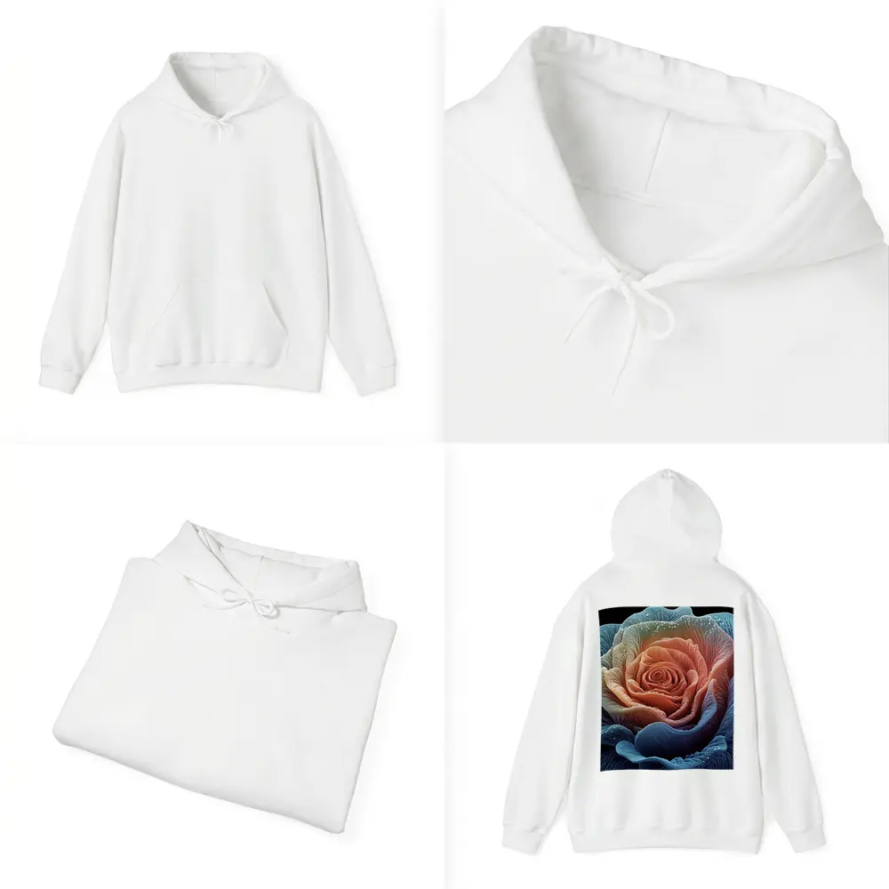 Blue Pink Rose Macro Art Black Background – Hoodies