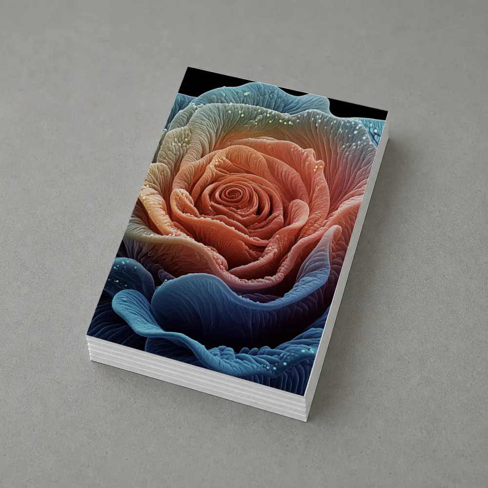 Blue Pink Rose Macro Art Black Background – Postcards