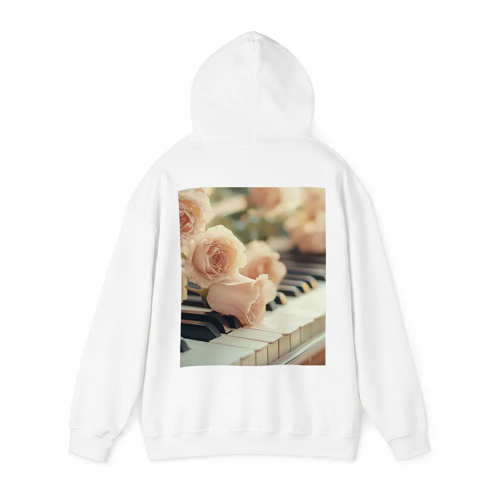 Pink Roses Resting On Piano Keys – Hoodies