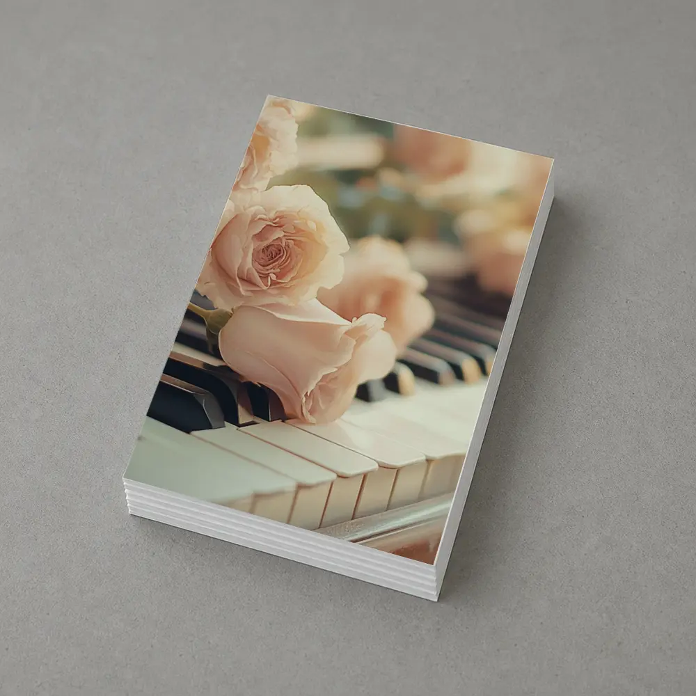 Pink Roses Resting On Piano Keys – Postcards