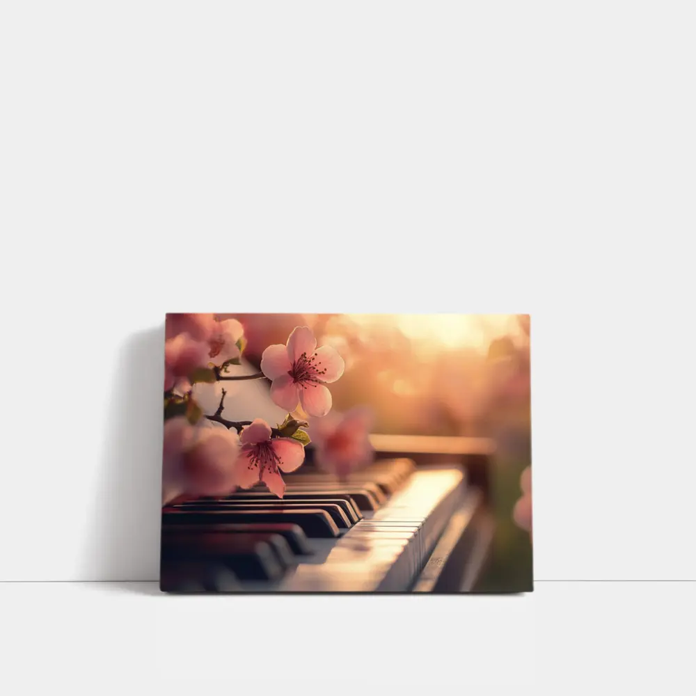 Cherry Blossoms Resting On Piano Keys – Wall Art