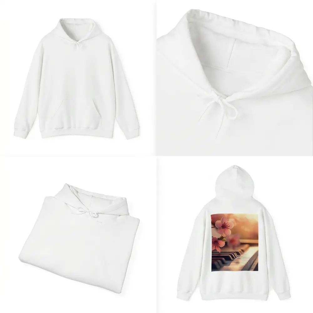 Cherry Blossoms Resting On Piano Keys – Hoodies