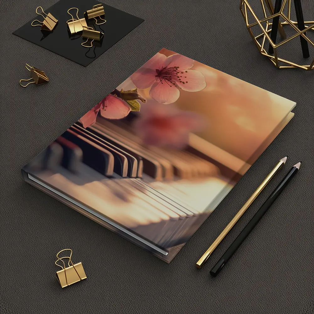 Cherry Blossoms Resting On Piano Keys – Notebooks