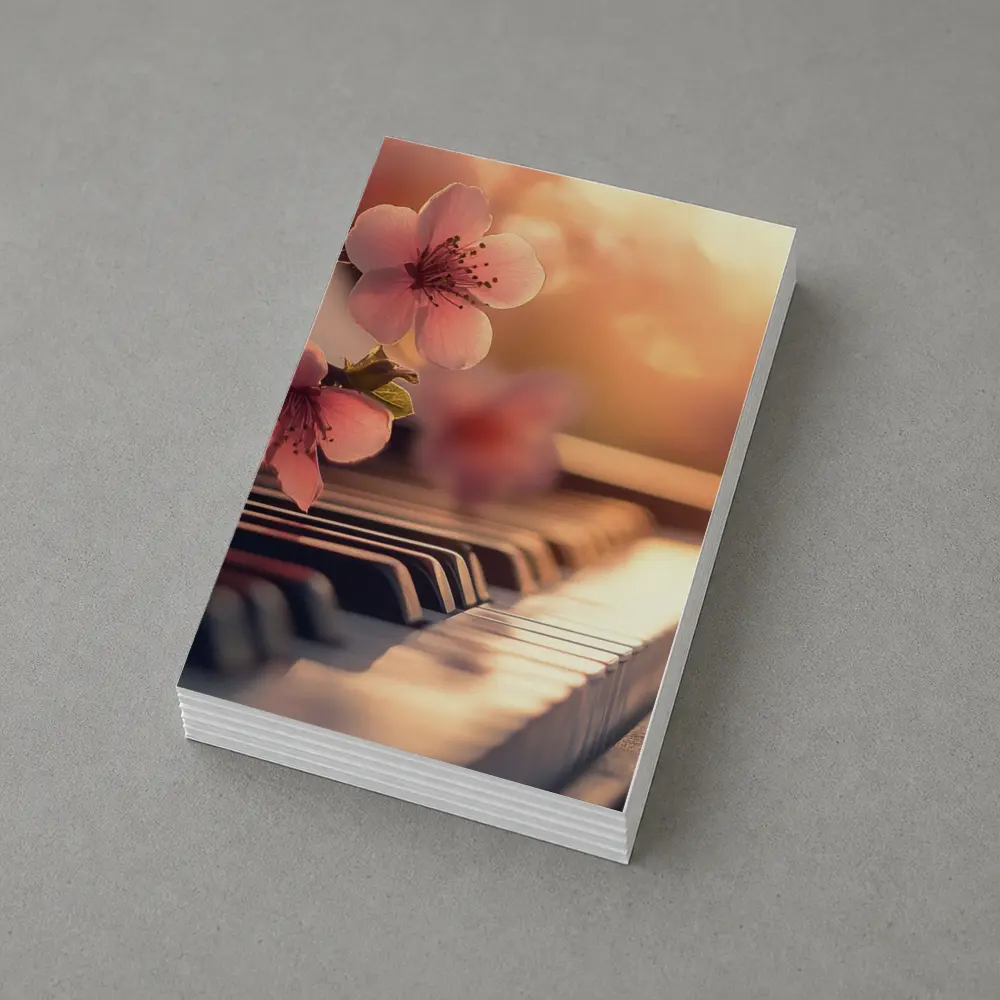 Cherry Blossoms Resting On Piano Keys – Postcards