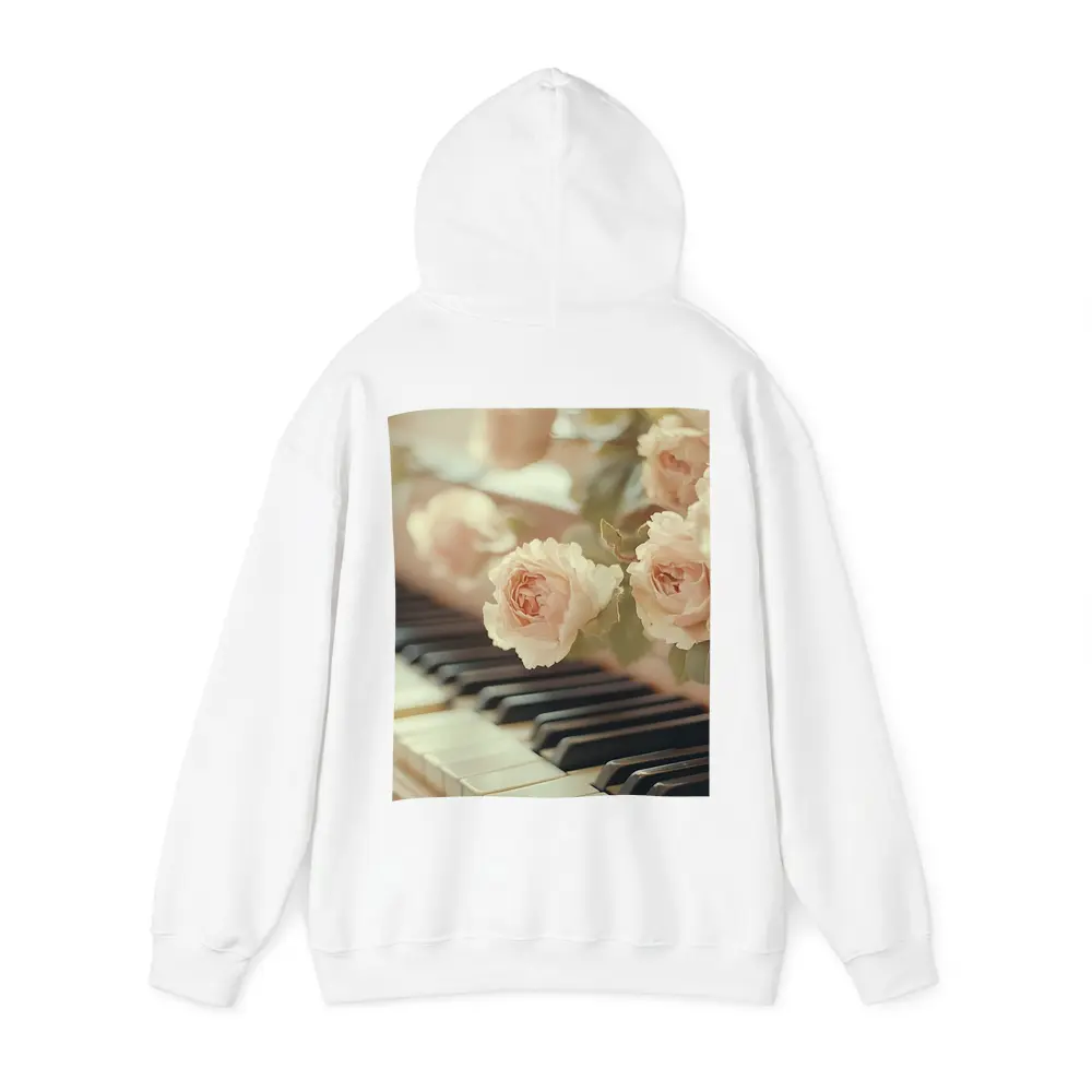 Pink Roses Resting On Piano Keys – Hoodies
