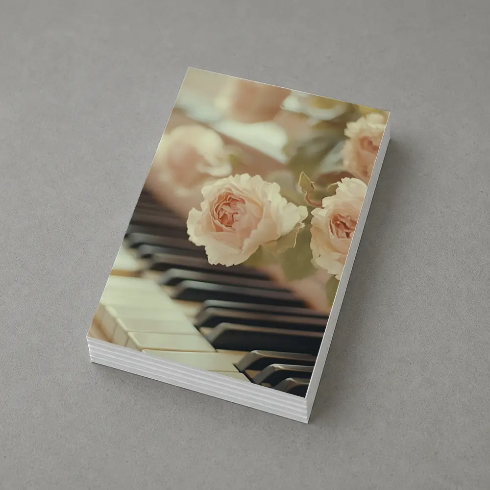 Pink Roses Resting On Piano Keys – Postcards