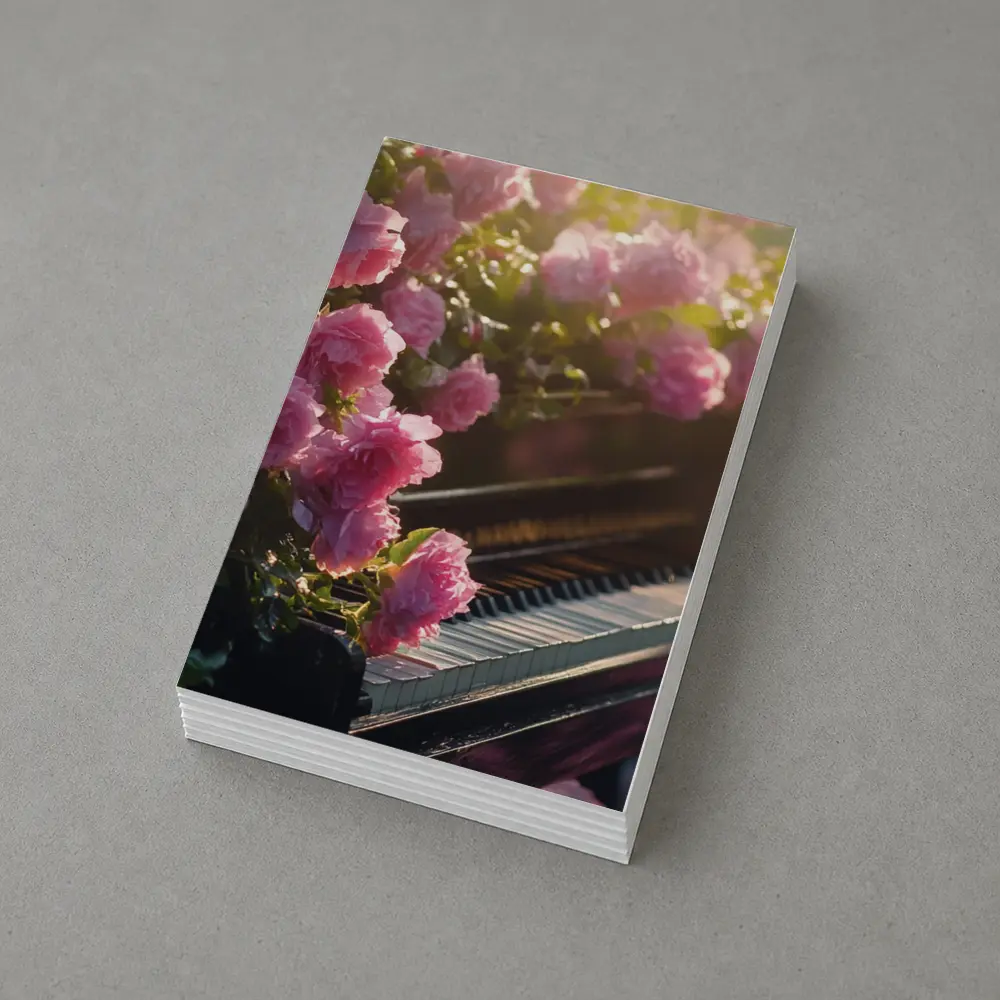 Pink Roses Blooming Around Grand Piano – Postcards