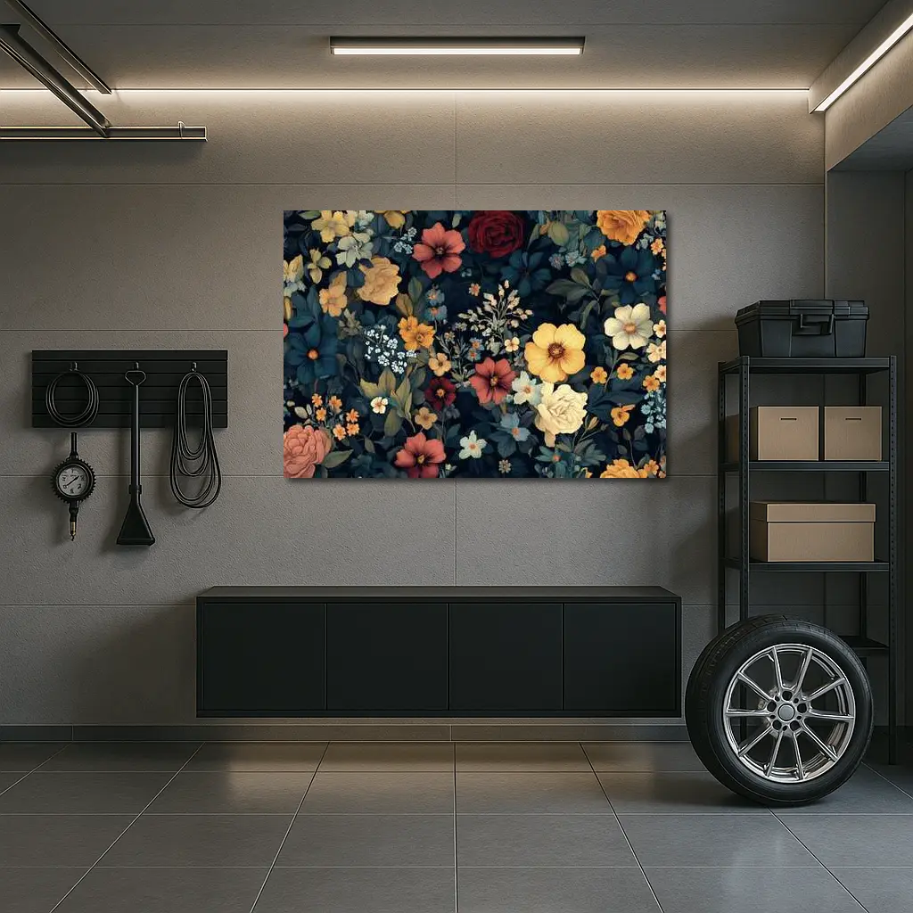 Dark Floral Botanical Garden Mixed Flowers – Wall Art