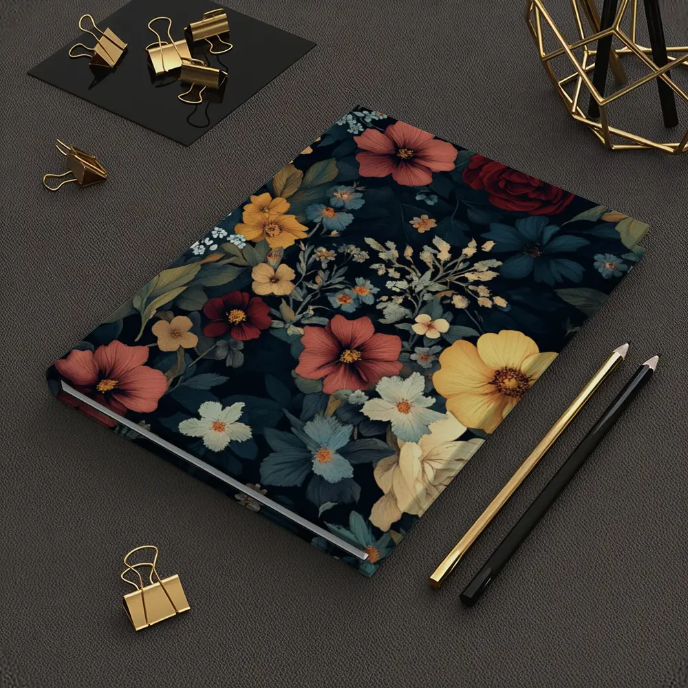 Dark Floral Botanical Garden Mixed Flowers – Notebooks