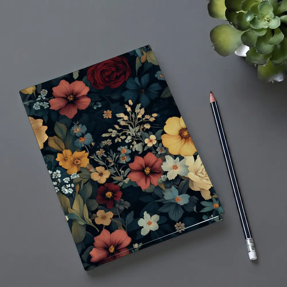 Dark Floral Botanical Garden Mixed Flowers – Notebooks