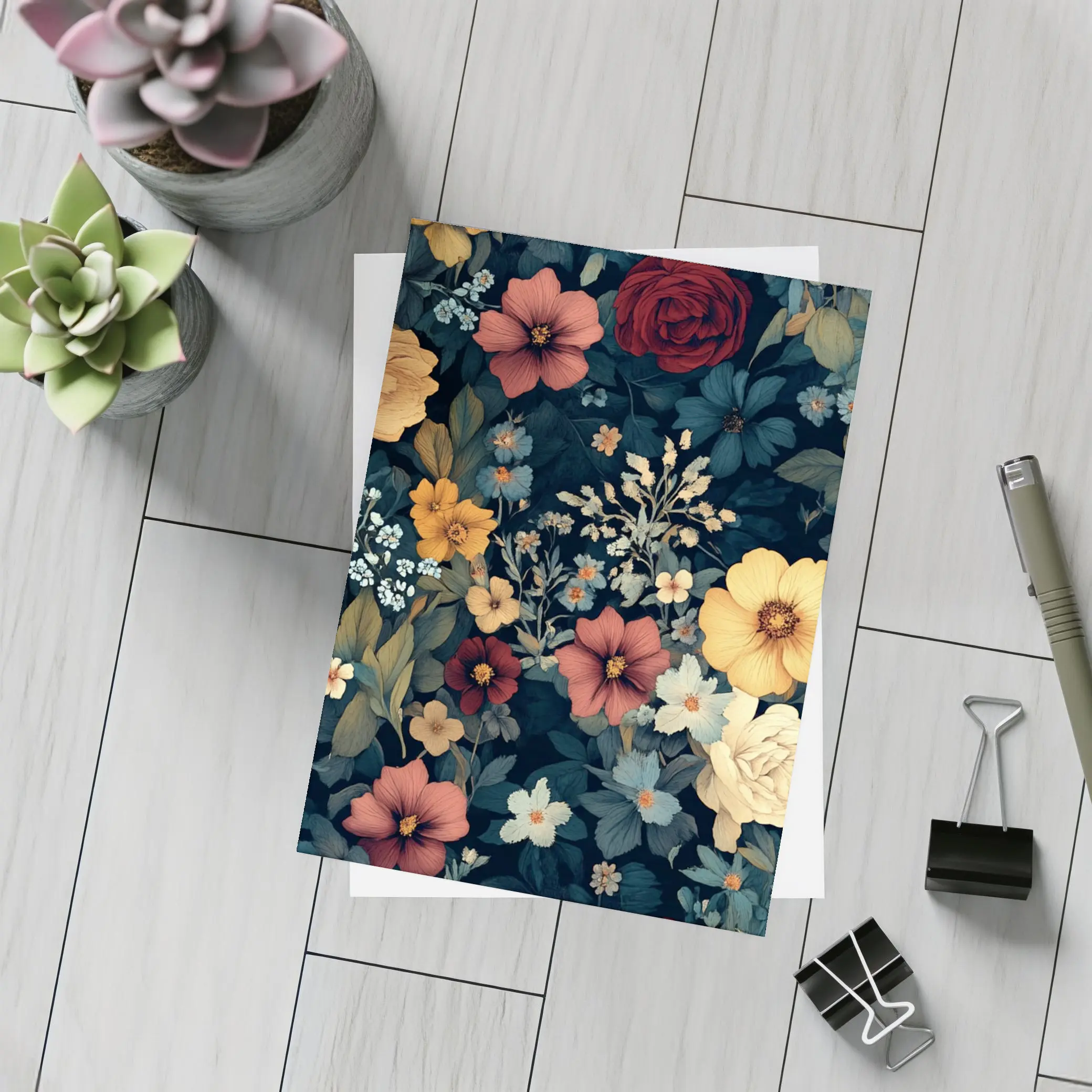 Dark Floral Botanical Garden Mixed Flowers – Postcards