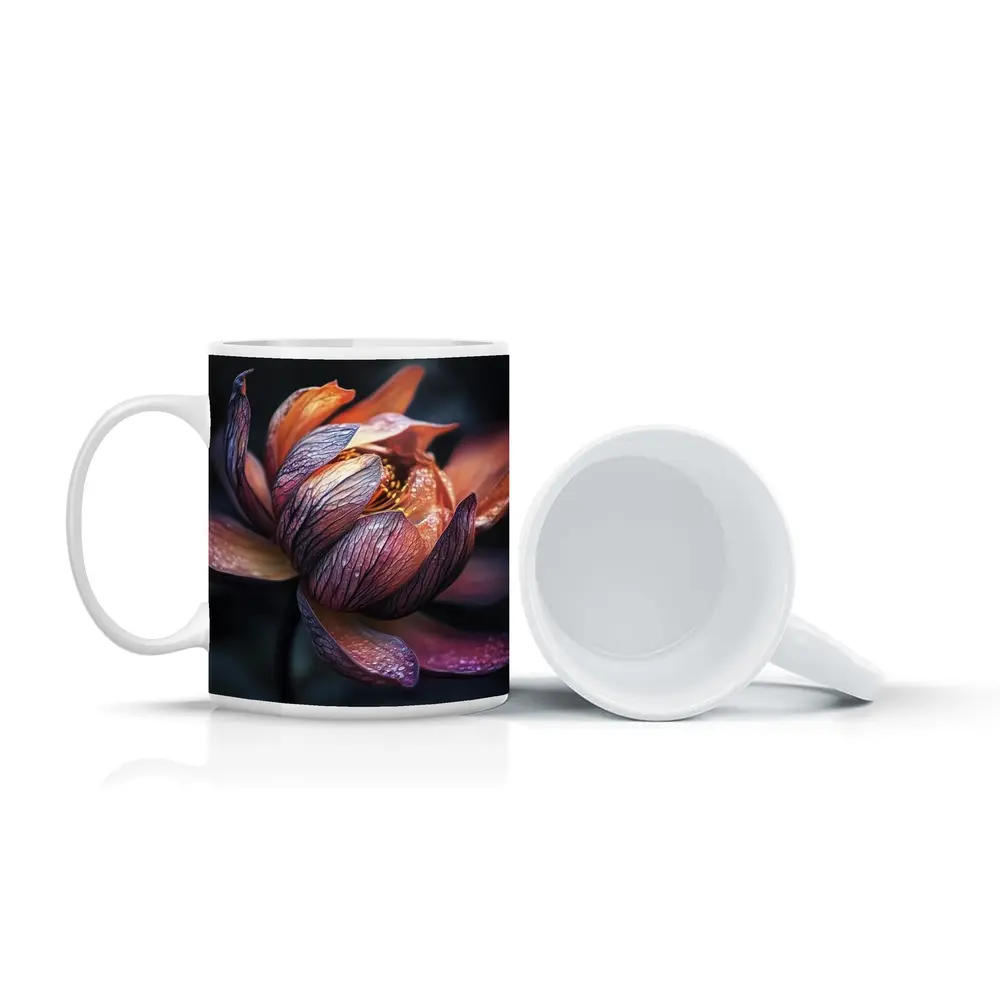Dark Lotus Flower Close Up Dark Background – Mugs
