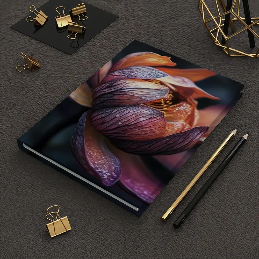 Dark Lotus Flower Close Up Dark Background – Notebooks