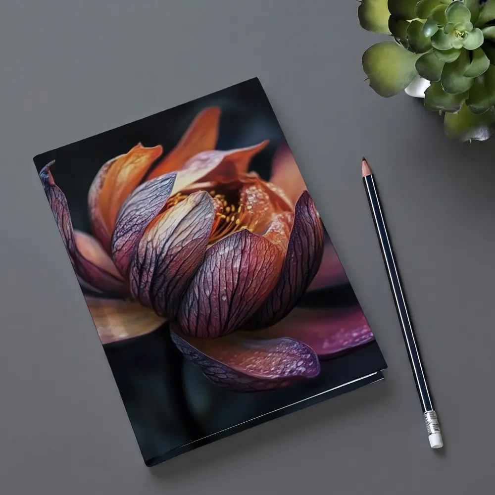 Dark Lotus Flower Close Up Dark Background – Notebooks