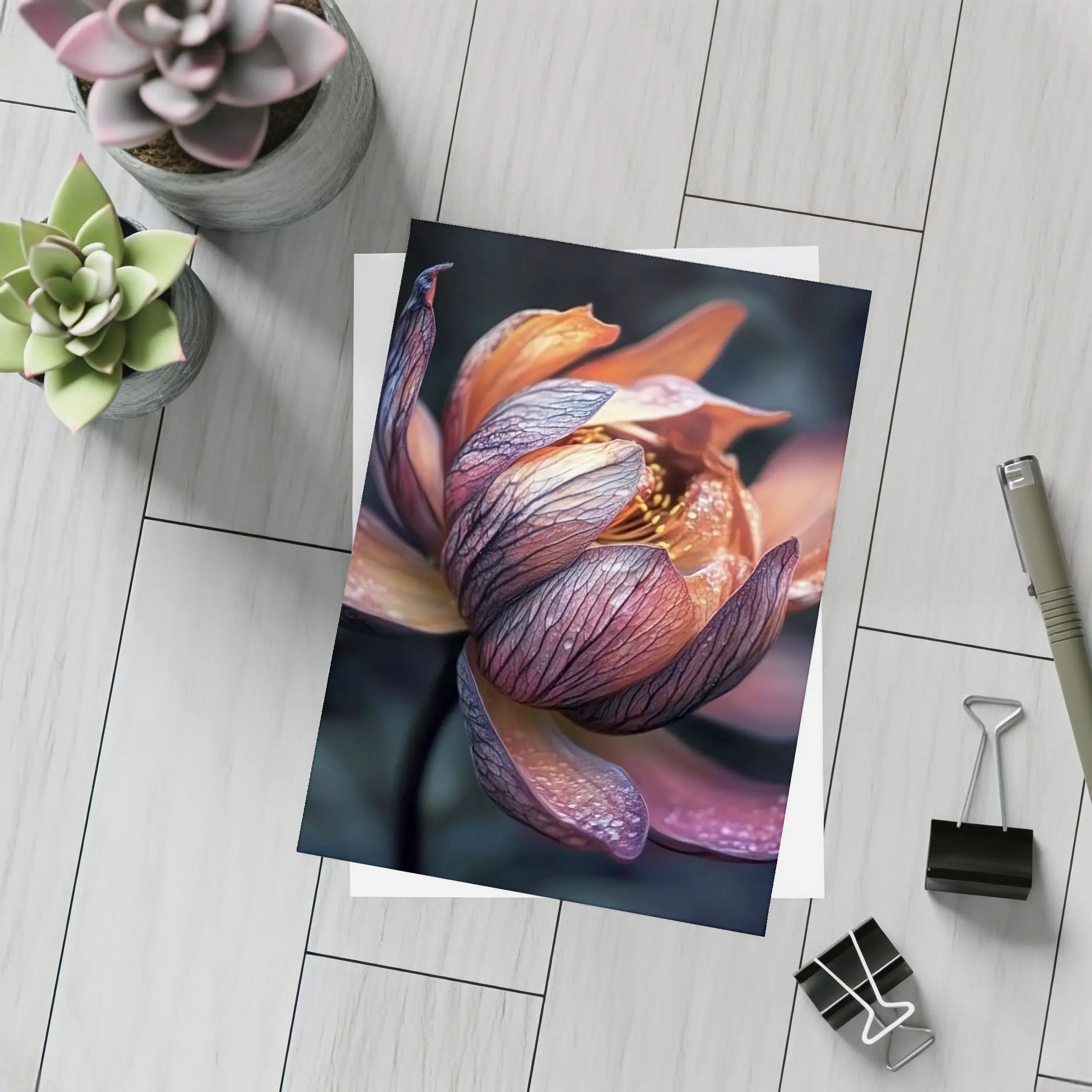 Dark Lotus Flower Close Up Dark Background – Postcards