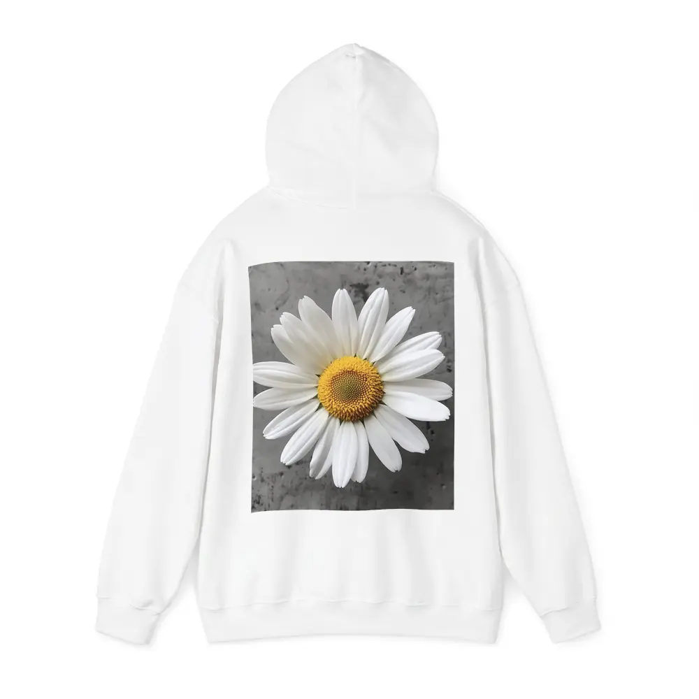 White Daisy Flower Gray Concrete Background – Hoodies