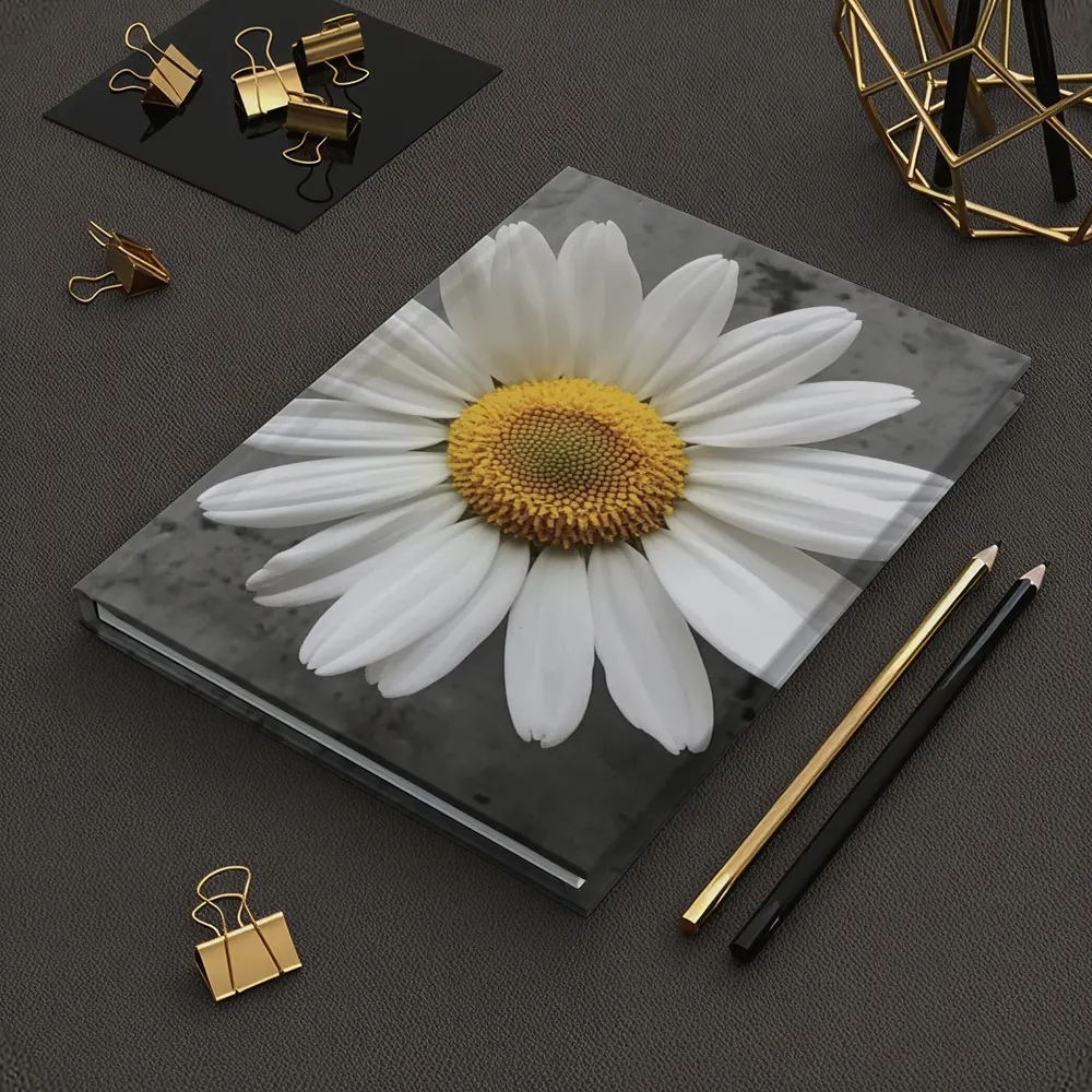 White Daisy Flower Gray Concrete Background – Notebooks