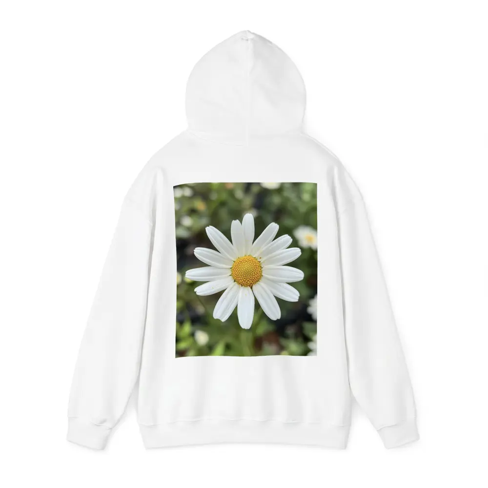 White Daisy Flower Green Garden Background – Hoodies