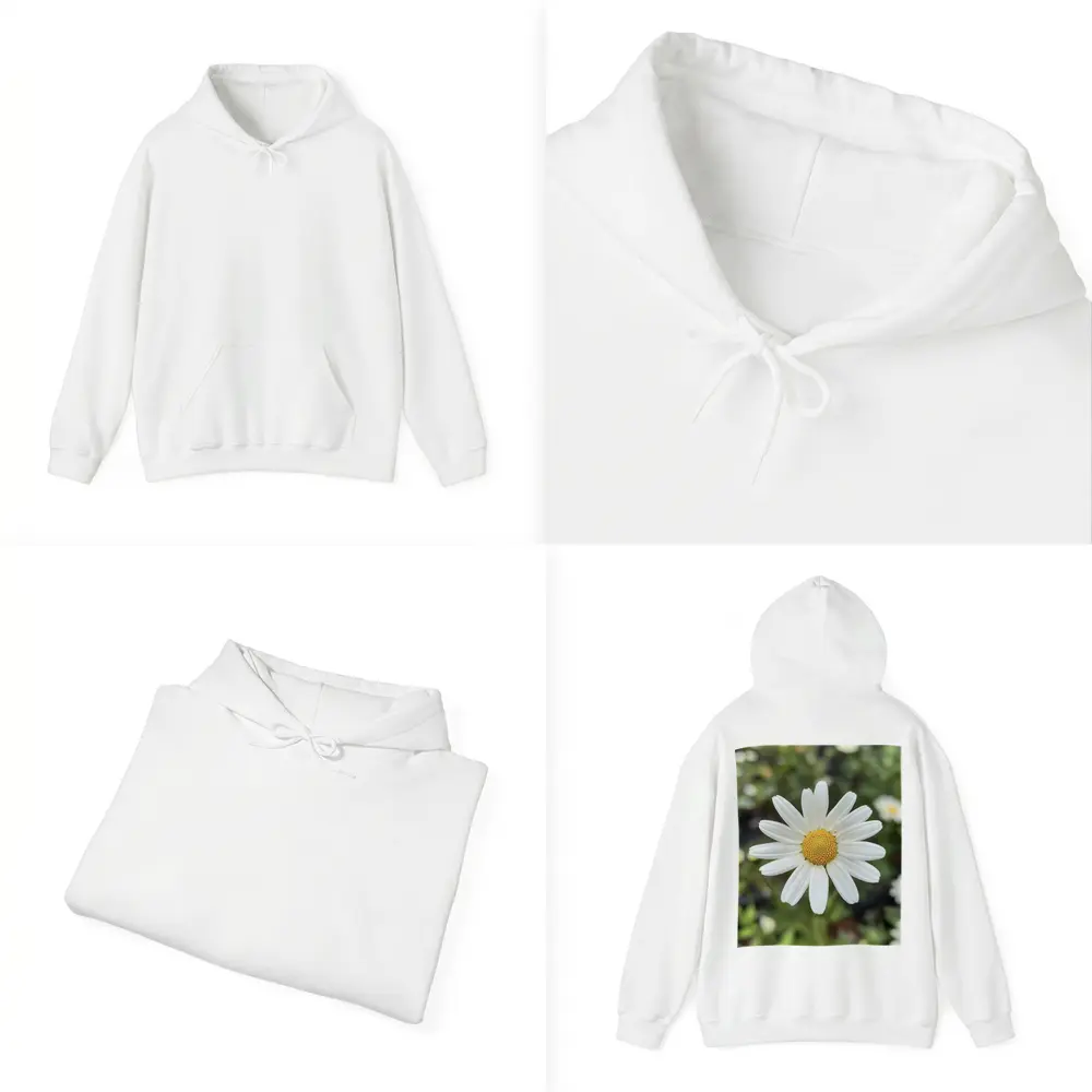 White Daisy Flower Green Garden Background – Hoodies
