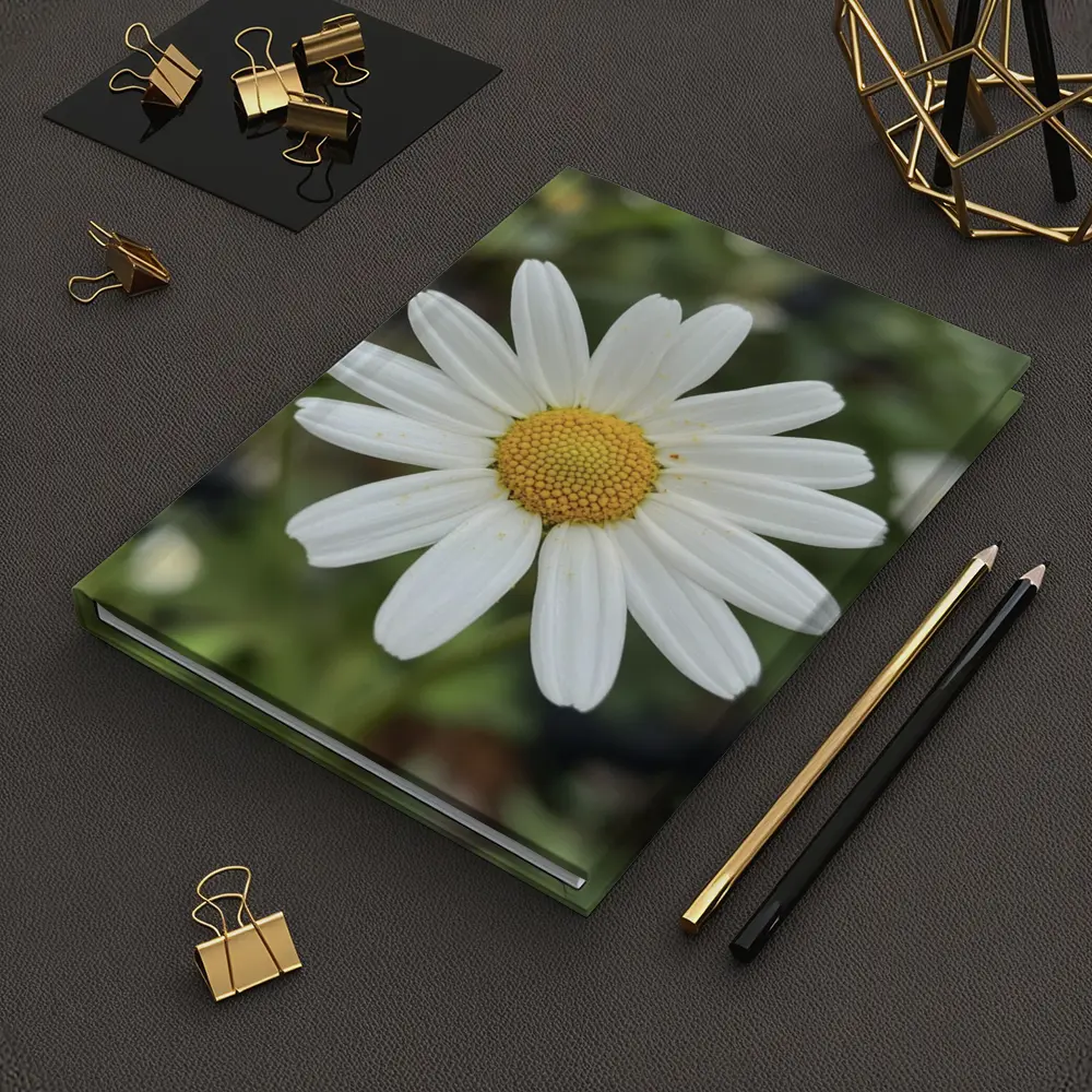 White Daisy Flower Green Garden Background – Notebooks